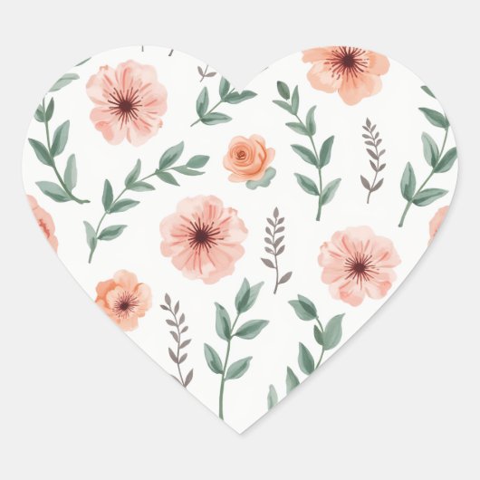 Bloempatroon hart sticker (Voorkant)
