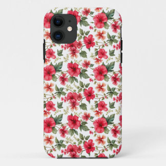 Bloempatroon Hibiscus Bloemen iPhone 11 Hoesje