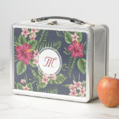 Bloempatroon Hibiscus Monogram Metalen Lunchbox (In situ)