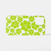 Bloempatroon in Lime Groen en Wit iPhone Hoesje (Achterkant horizontaal)