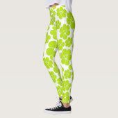 Bloempatroon in Lime Groen en Wit Leggings (Links)