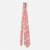Bloempatroon in modieuze perzikkleuren stropdas (Achterkant)