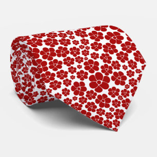 Bloempatroon in rood en wit stropdas