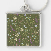 Bloempatroon Lente Bloemen Sleutelhanger (Voorkant)
