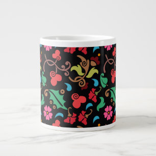 Bloempatroon met gladde kleur achtergrond-45673 extra grote beker