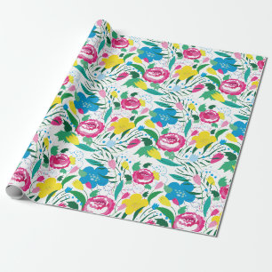 Bloempatroon met kleurrijk boeket. cadeaupapier