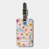 Bloempatroon monogram Bagagelabel (Voorkant verticaal)