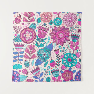  bloempatroon. Naadloze botanische textuur Wandkleed