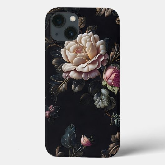 bloempatroon op een zwarte achtergrond Case-Mate iPhone case (Achterkant)