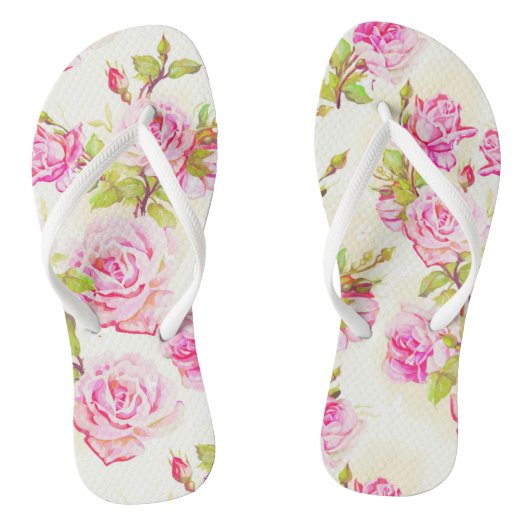 Bloempatroon Oude Rozen Vrouw Flip Flop (Voetbed)