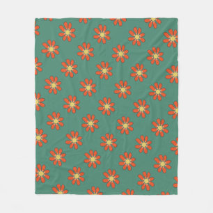 Bloempatroon Rode Graphic Flowers op elke kleur Fleece Deken
