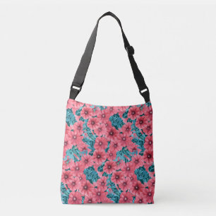 Bloempatroon rode waterverf petunia crossbody tas
