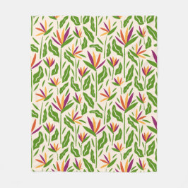 Bloempatroon van tropische bladeren en bloemen fleece deken