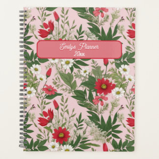 Bloempatroon Wilde bloemen Roze en witte bladeren Planner