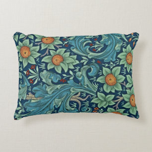 Bloempatroon William Morris Rood Geel Blauw Groen Accent Kussen