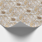 Bloempatroon witte gouden huwelijksverjaardag  cadeaupapier (Hoek)