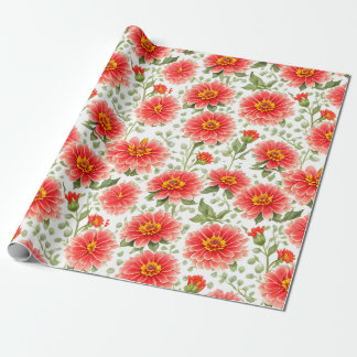 Bloempatroon Zinnia Bloemen Cadeaupapier