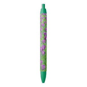 BLOEMPEN/PAARSE TULPEN EN HELDERGROEN GEBLADERTE BLAUWE INKT PEN