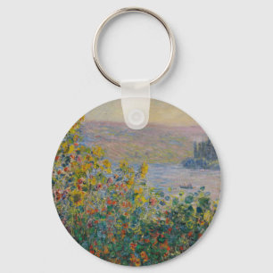 Bloemperken bij Vétheuil, Impressionistisch Landsc Sleutelhanger