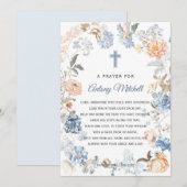 Bloemperzik Blush Blauw Doopgebed Kaart (Voorkant / Achterkant)