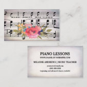  Bloempianodocent  Blad van Muziek Visitekaartje (Voorkant / Achterkant)