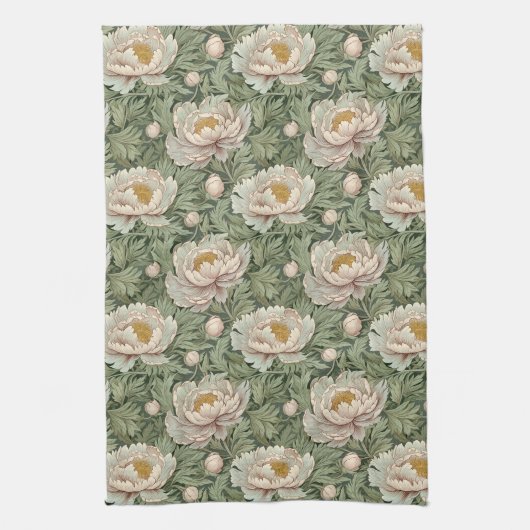 bloempioenroos met patroon theedoek (Verticaal)