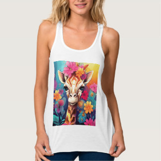 Bloemportret van giraffe-9320 tanktop
