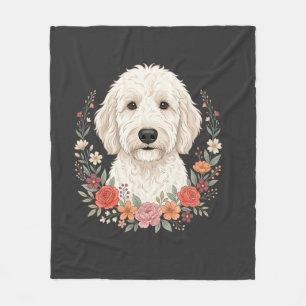 Bloemportret van hond botanische krans fleece deken
