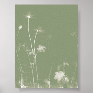 Bloempot Groene Wildbloem Cyanotype 2 Poster