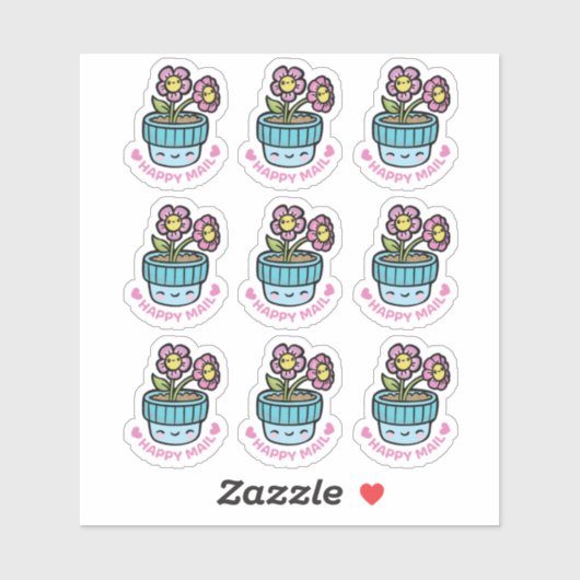 Bloempot Happy Mail Custom-Cut Vinyl Sticker (Vel)