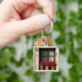 Bloempotten in het dorp sleutelhanger (Hand)