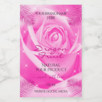 Bloemproductlabels Roze Roos met Palmbladeren