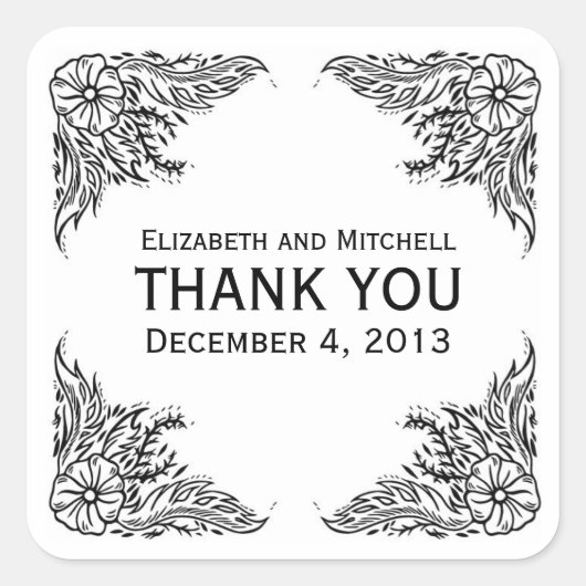  bloemrand Dank u Stickers (Voorkant)