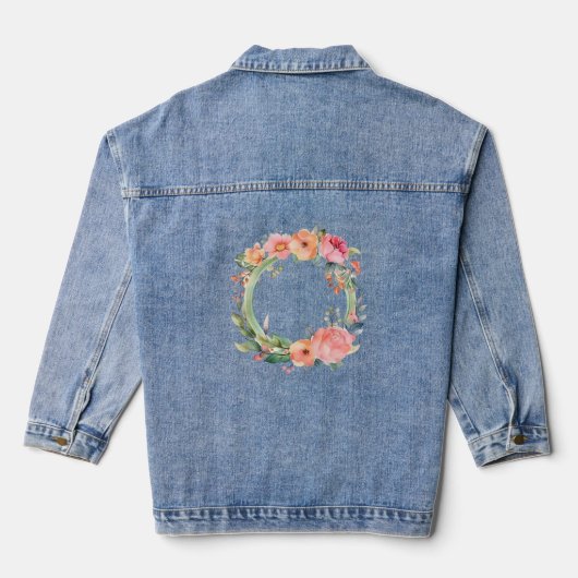  bloemrand met rozen en bladeren denim jacket (Achterkant)