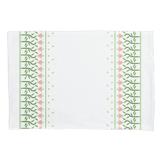  bloemrand van gestileerde tulpen kussensloop (Voorkant-Links)