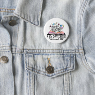 bloemrijk boek een nieuw hoofdstuk begint gepensio ronde button 5,7 cm