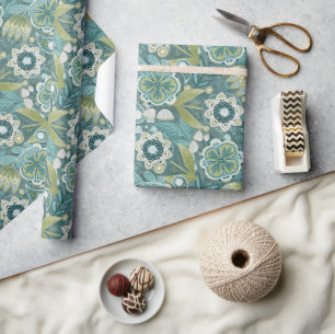 Bloemrijk Boho Botanisch Patroon Cadeaupapier