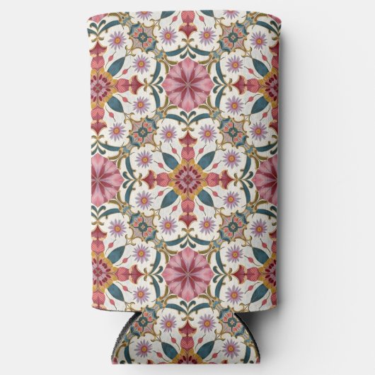 Bloemrijk Boho-patroon in rood, roze en turkoois (Voorkant)