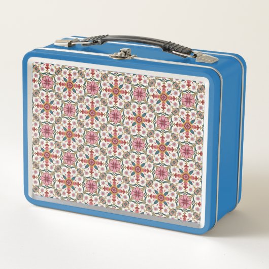 Bloemrijk Boho-patroon in rood, roze en turquoise (Voorkant)
