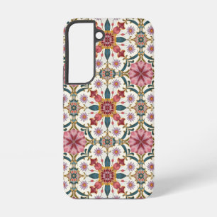 Bloemrijk Boho-patroon in rood, roze en turquoise Samsung Galaxy Hoesje