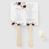 Bloemrijk bruine witte groene trouwprogramma handwaaier (Voorkant en achterkant)