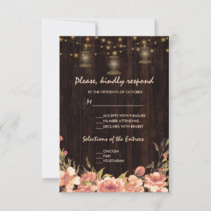 Bloemrijk Hout Oude Lantaarns Trouwen RSVP Kaartje