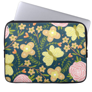 Bloemrijk, Vlinder En Glamour Naadloos Elegant   Laptop Sleeve