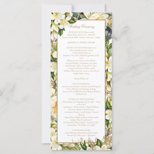 Bloemrijk Volledig Misa Katholiek Huwelijksceremon (Achterkant)