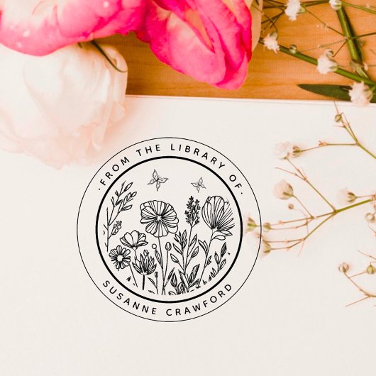 Bloemrijke aangepaste boek van de bibliotheek van zelfinktende stempel