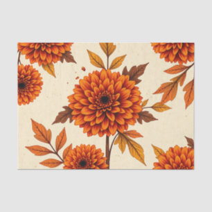 Bloemrijke Achtergrond met Marigolds en Eik Tissuepapier