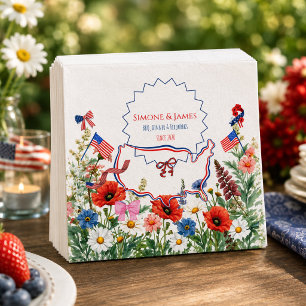 Bloemrijke Amerikaanse Tuinfeest Patriottisch Servet