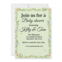 Bloemrijke baby shower uitnodiging