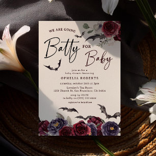 Bloemrijke Batty voor Baby Halloween Baby Shower Kaart