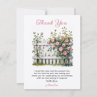Bloemrijke bedankkaart voor eerste verjaardag briefkaart